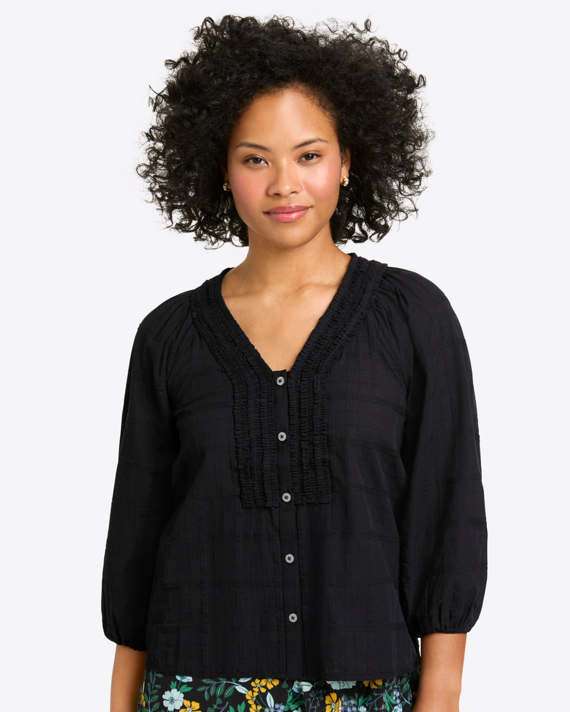 Aubrie Top in Pane Plaid