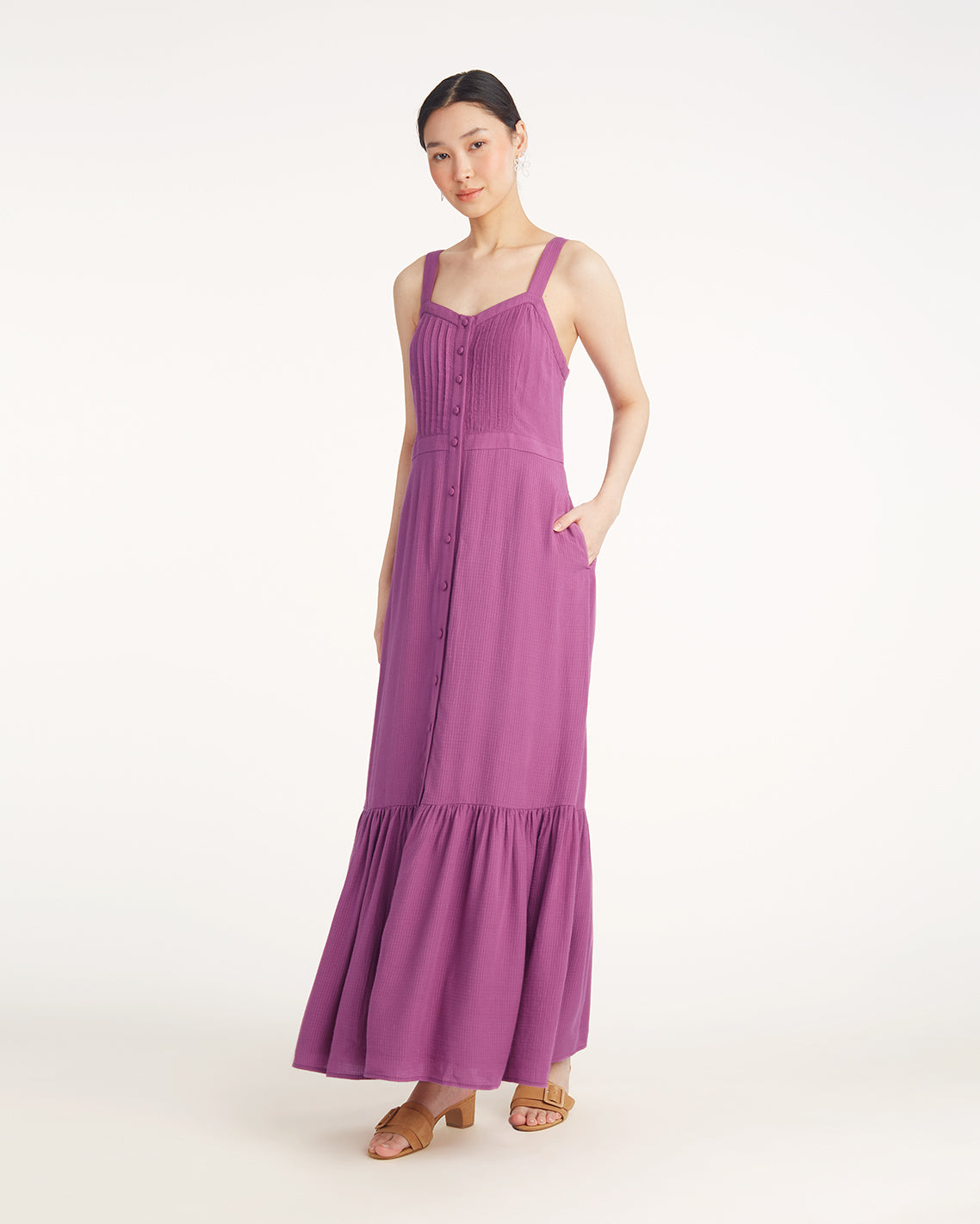 Brynn Sleeveless Midi Dress in Amethyst