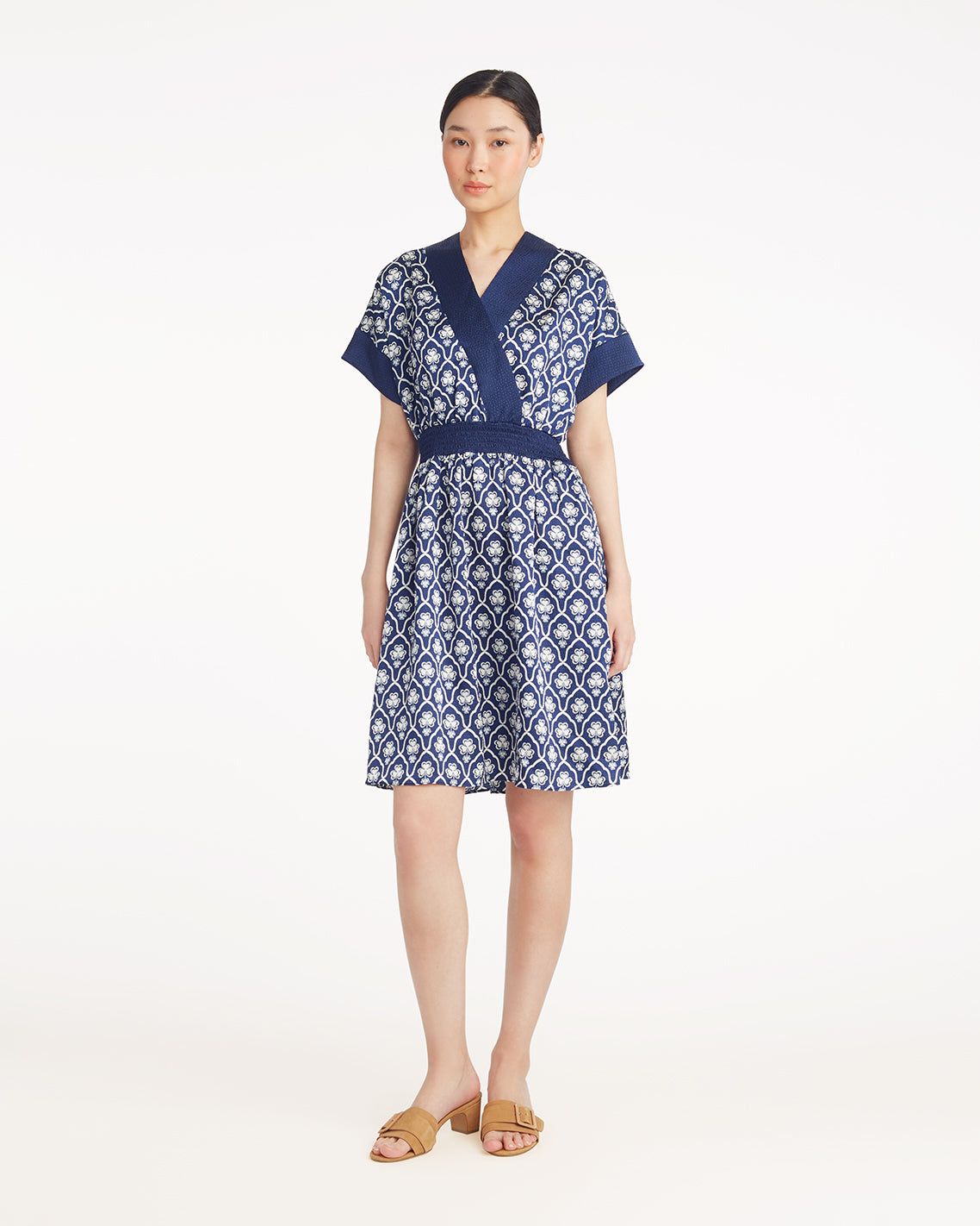 Colleen Short Sleeve Wrap Dress in Clover Field