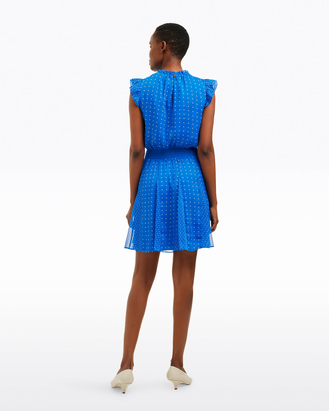 Camellia Mini Dress in Blue Dots