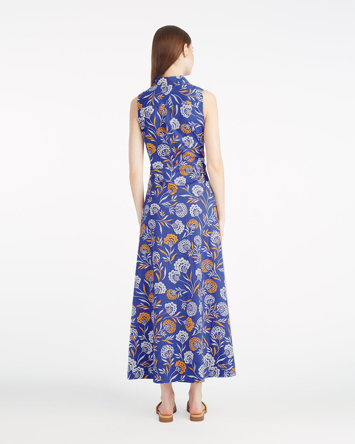 Evangeline Midi Shirtdress in Abstract Dahlia