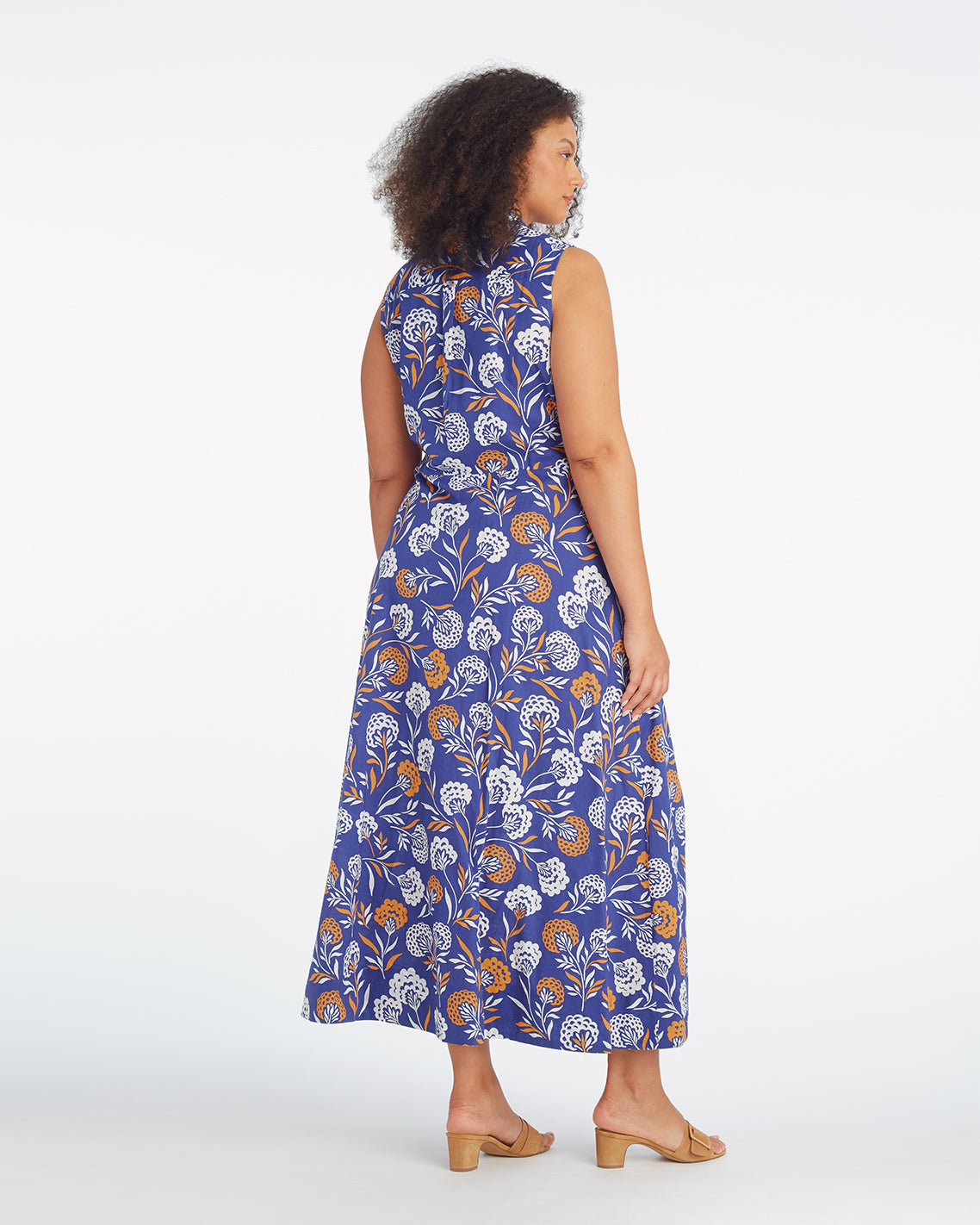 Evangeline Midi Shirtdress in Abstract Dahlia