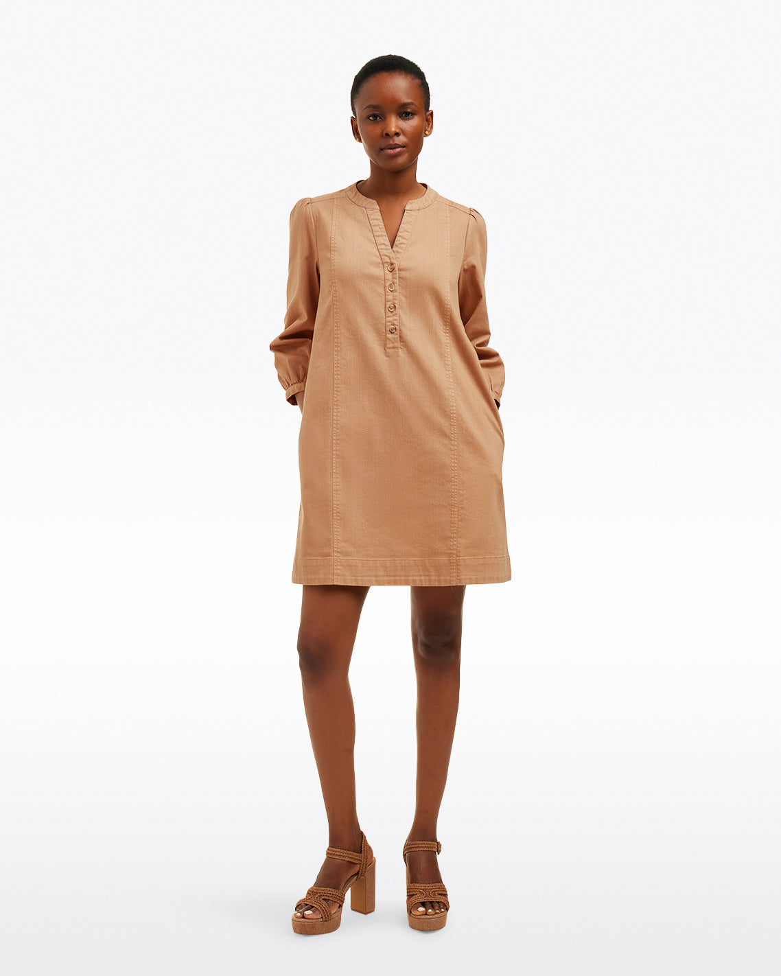 Felicity Popover Shift Dress in Croissant