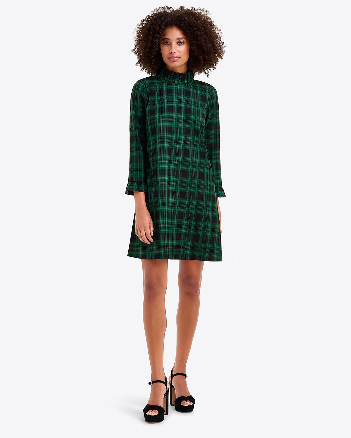 Lindsay Shift Dress in Blackwatch Plaid