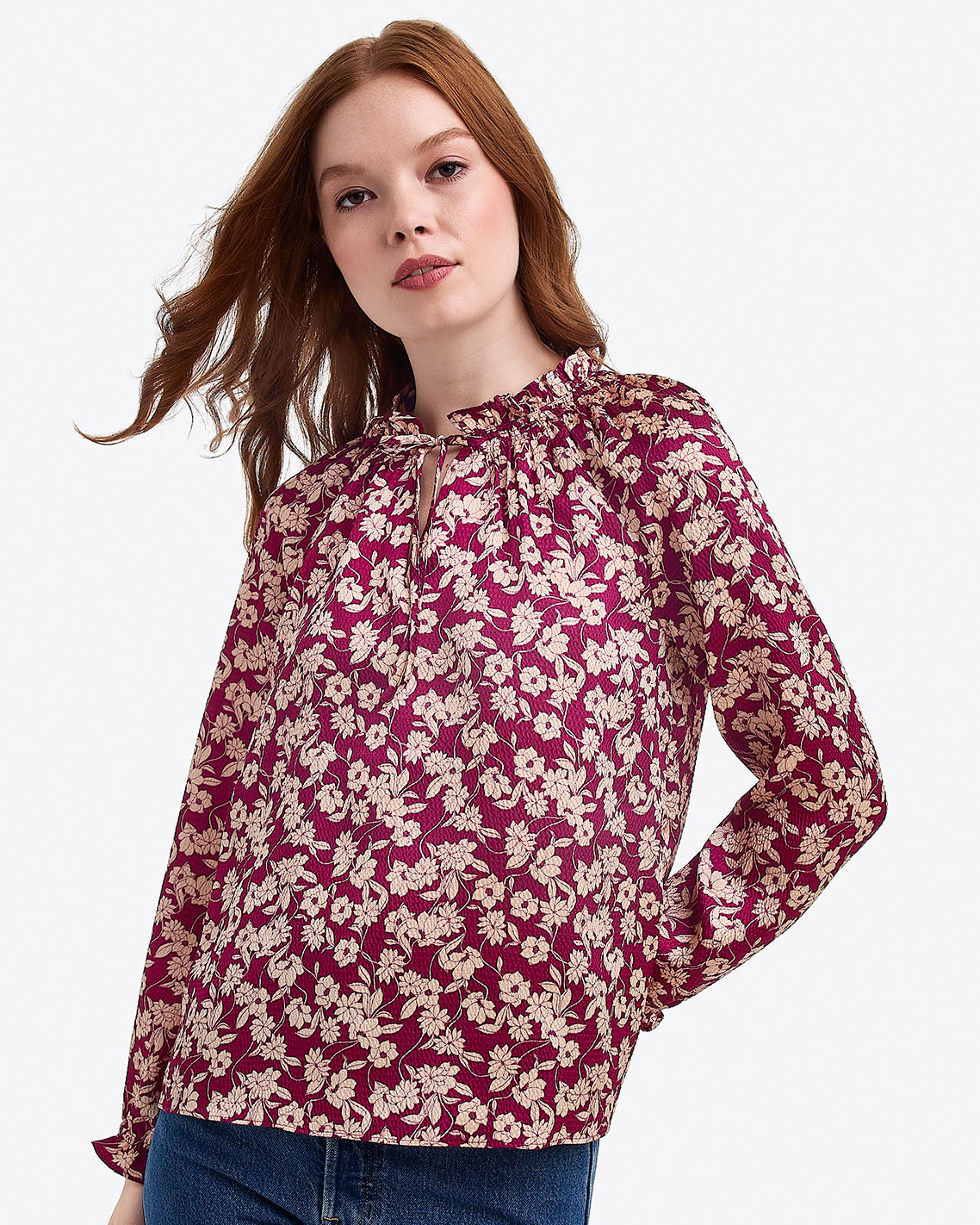 Long Sleeve Top in Hammered Satin