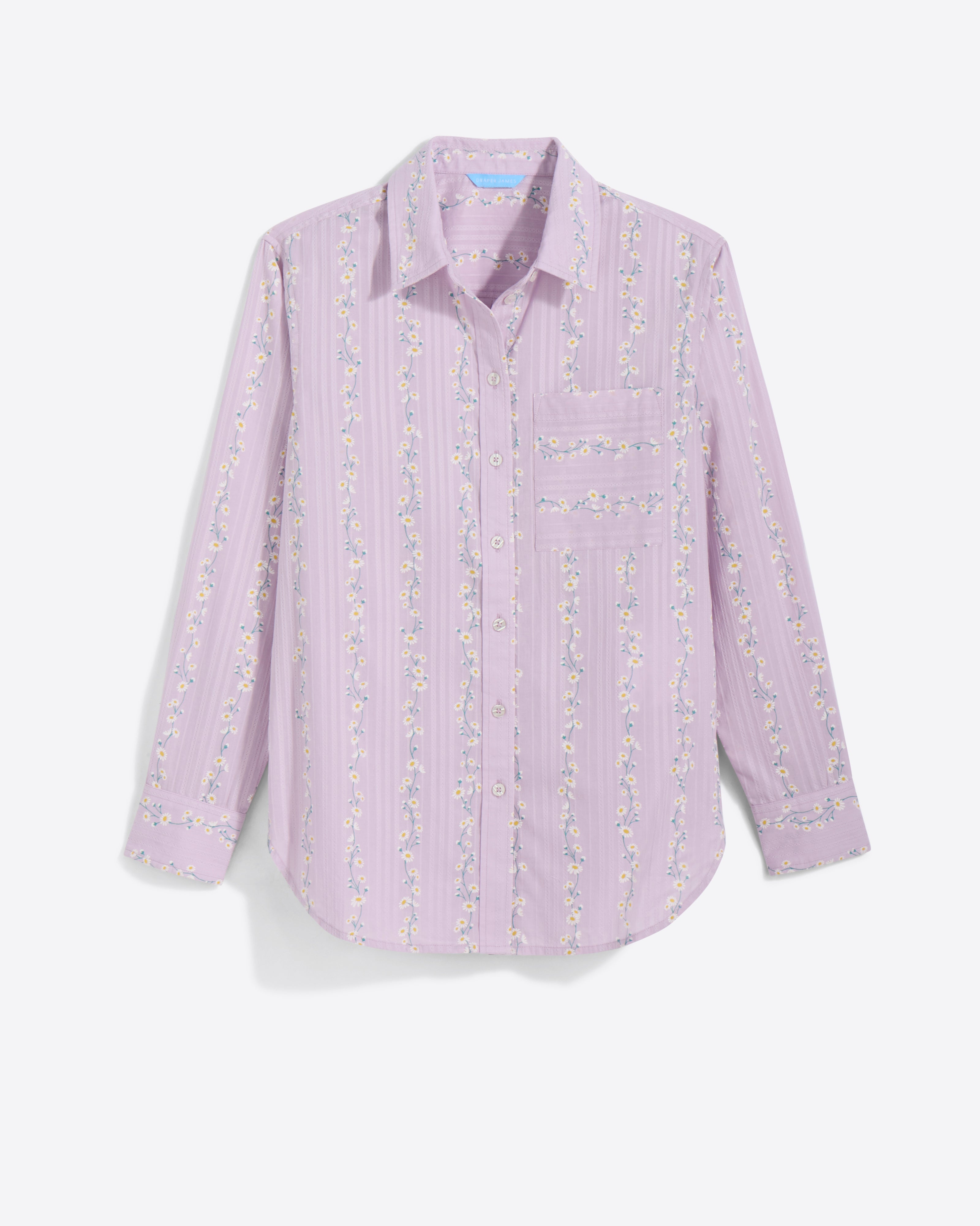 Lynn Long Sleeve Top in Embroidered Cotton Dobby