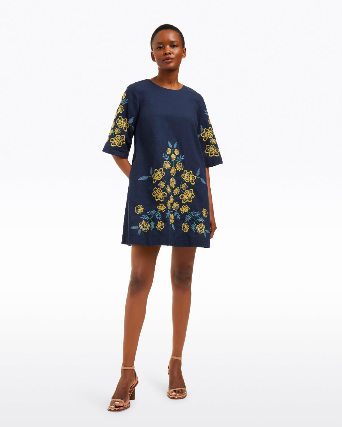 Mallory Embroidered Bell Sleeve Mini Dress