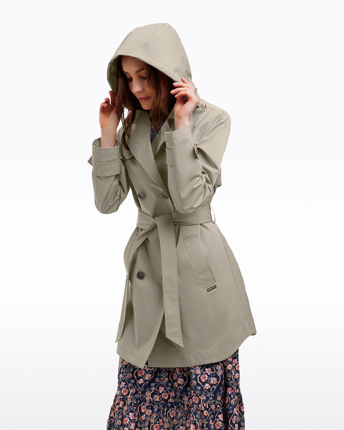 Meghan Trench Coat in Spring Sage