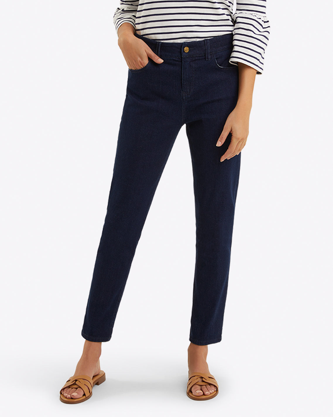 Mid-Rise Slim Jeans in Dark Wash