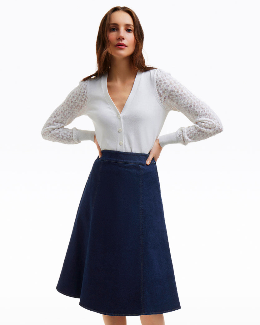 Midi Skirt in Dark Wash Denim