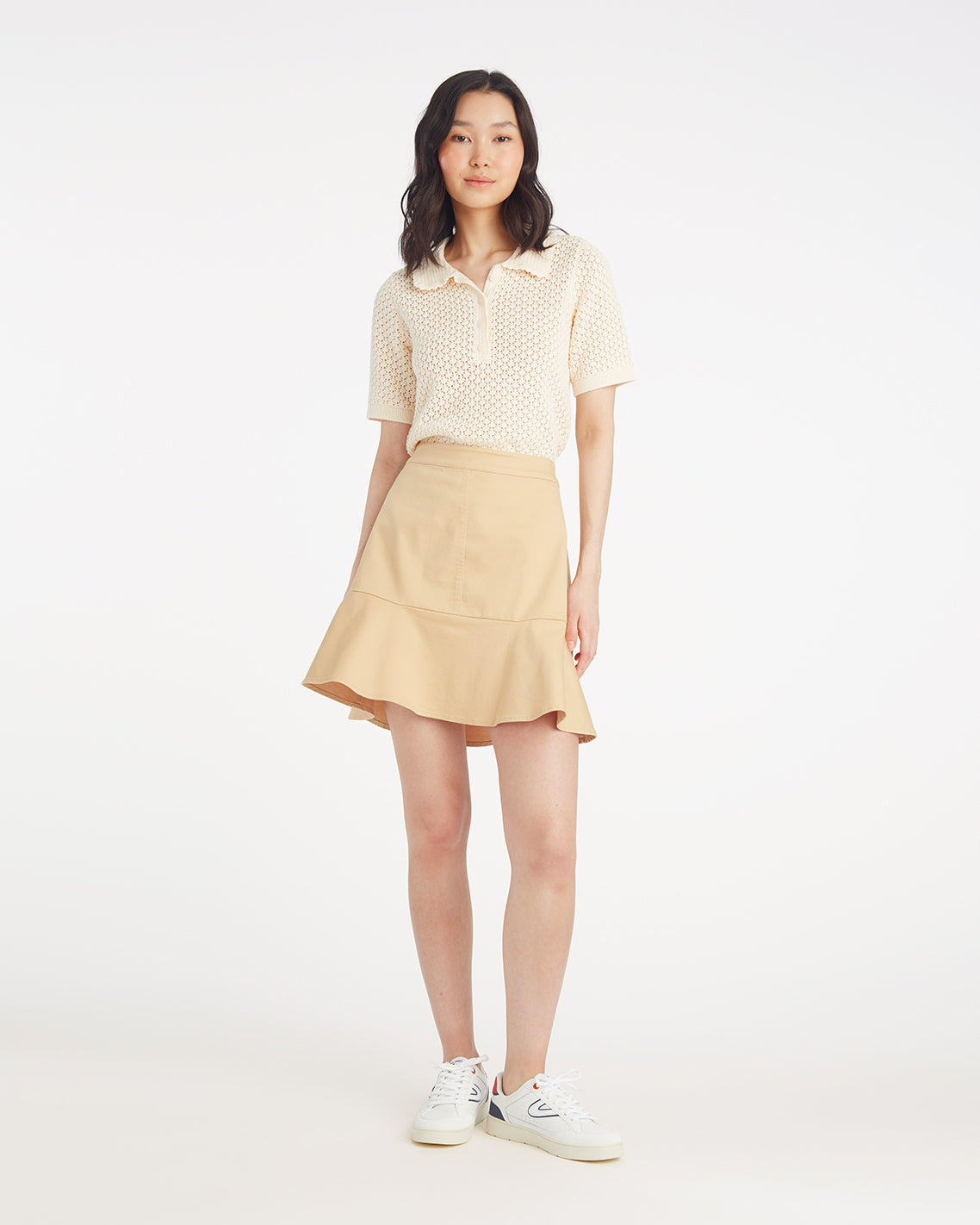 Peplum Mini Skirt in Croissant