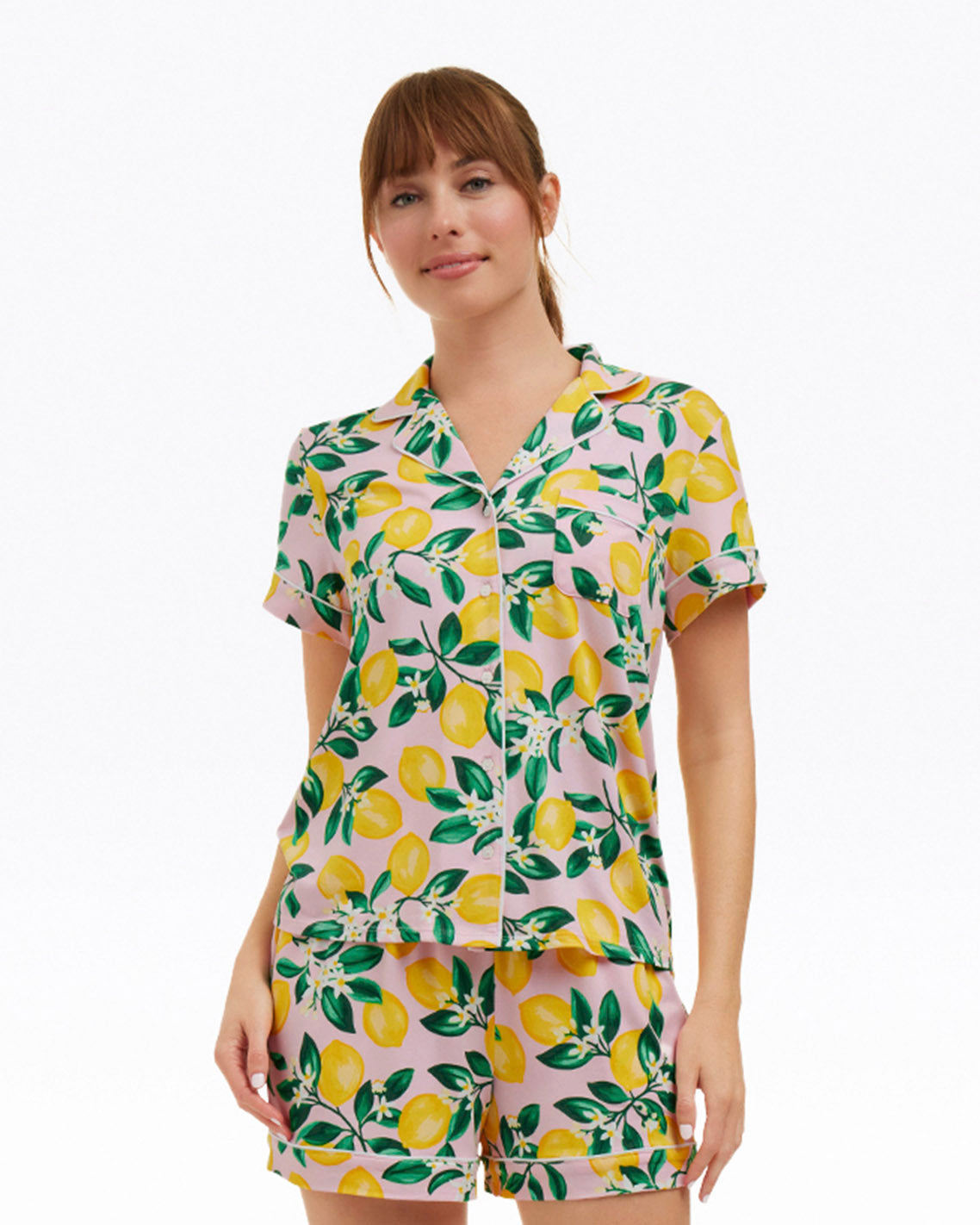 Sara Pajama Set in Pink Lemon Blossom