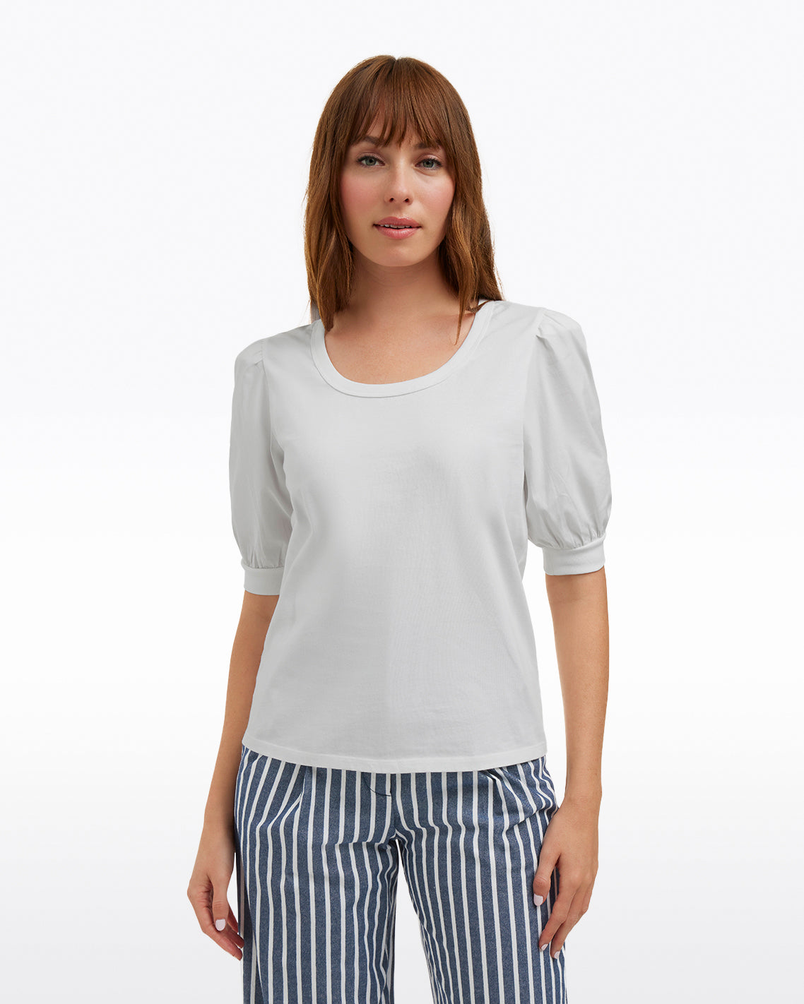 Short Sleeve Mixed Media Top