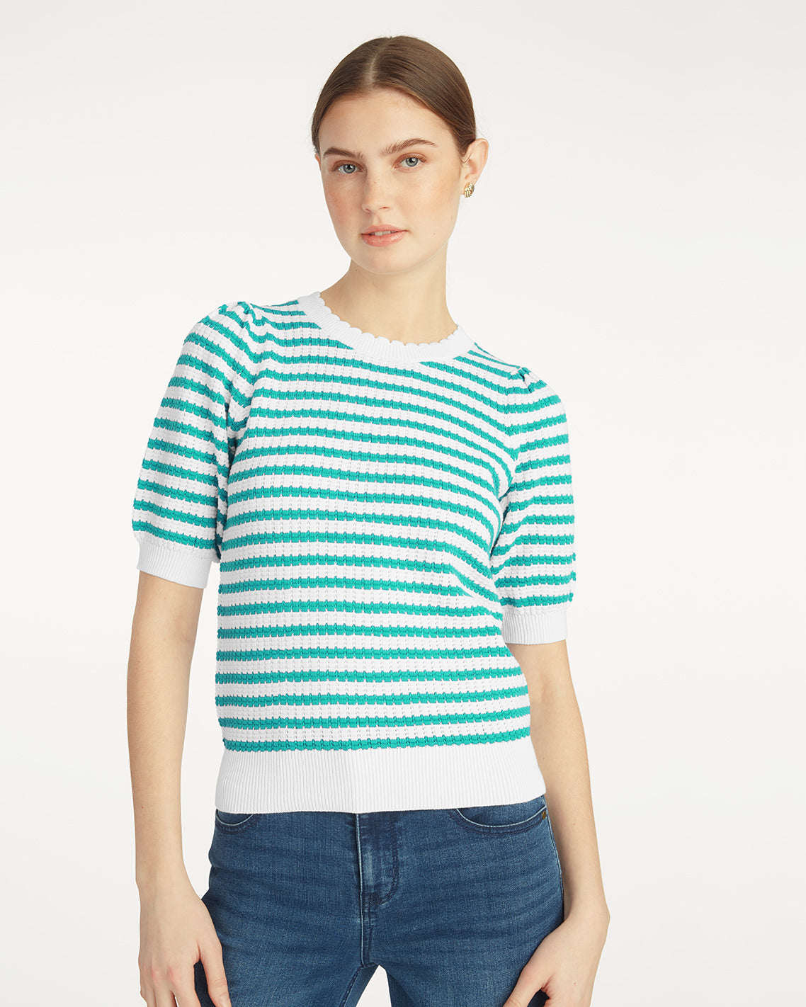 Short Sleeve Pointelle Sweater