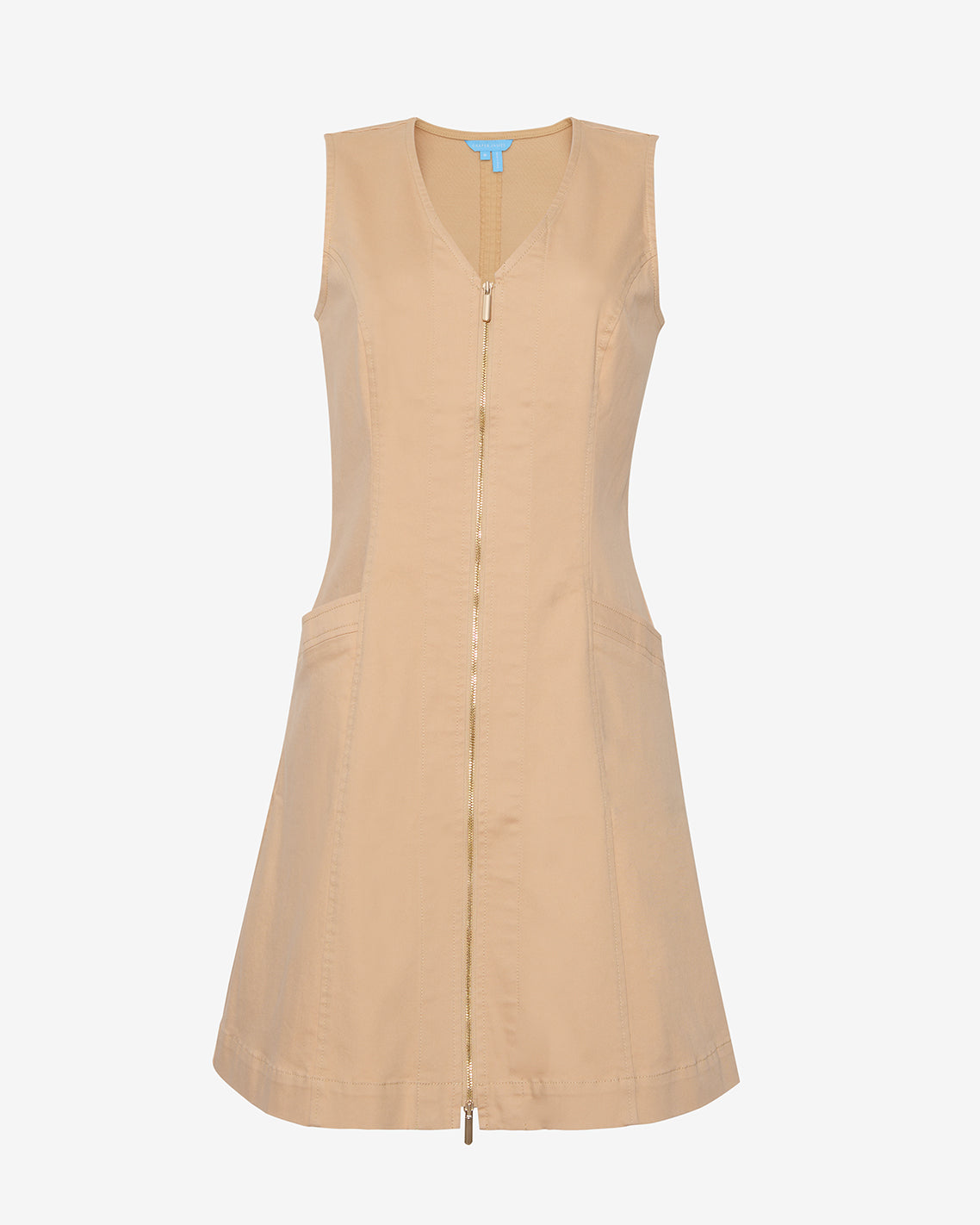 Sienna Sleeveless V-Neck Mini Dress in Croissant
