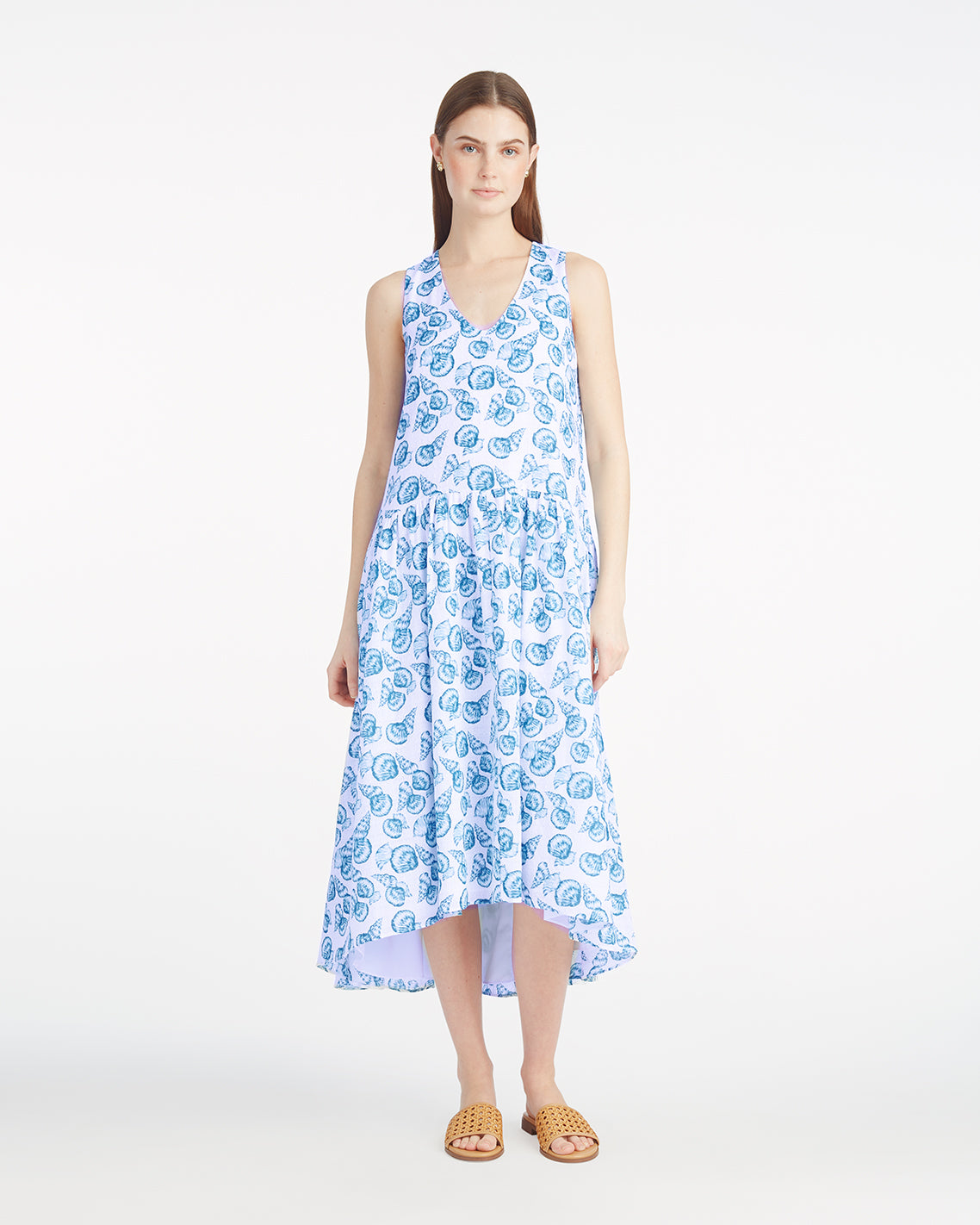 Skipper V-Neck Midi Dress in Seashells