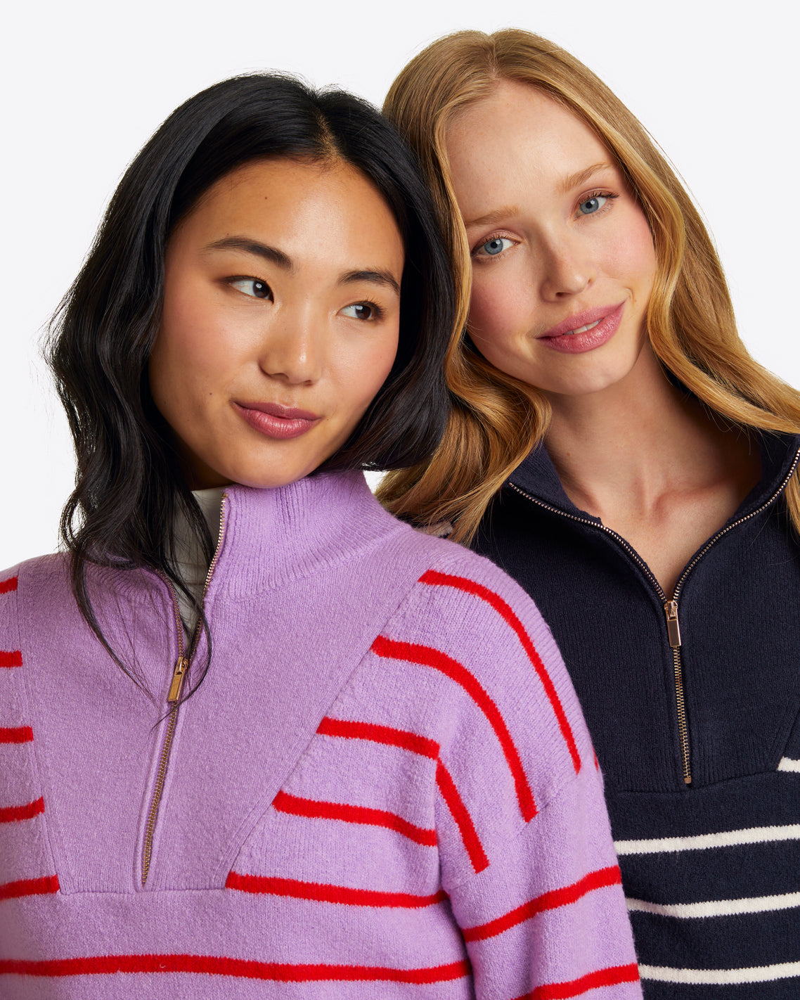 Striped Quarter Zip Sweater in Mariner Stripe