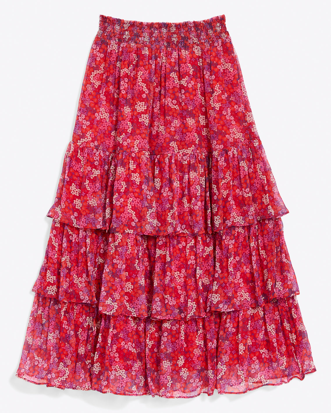 Tiered Midi Skirt in Garden Mum