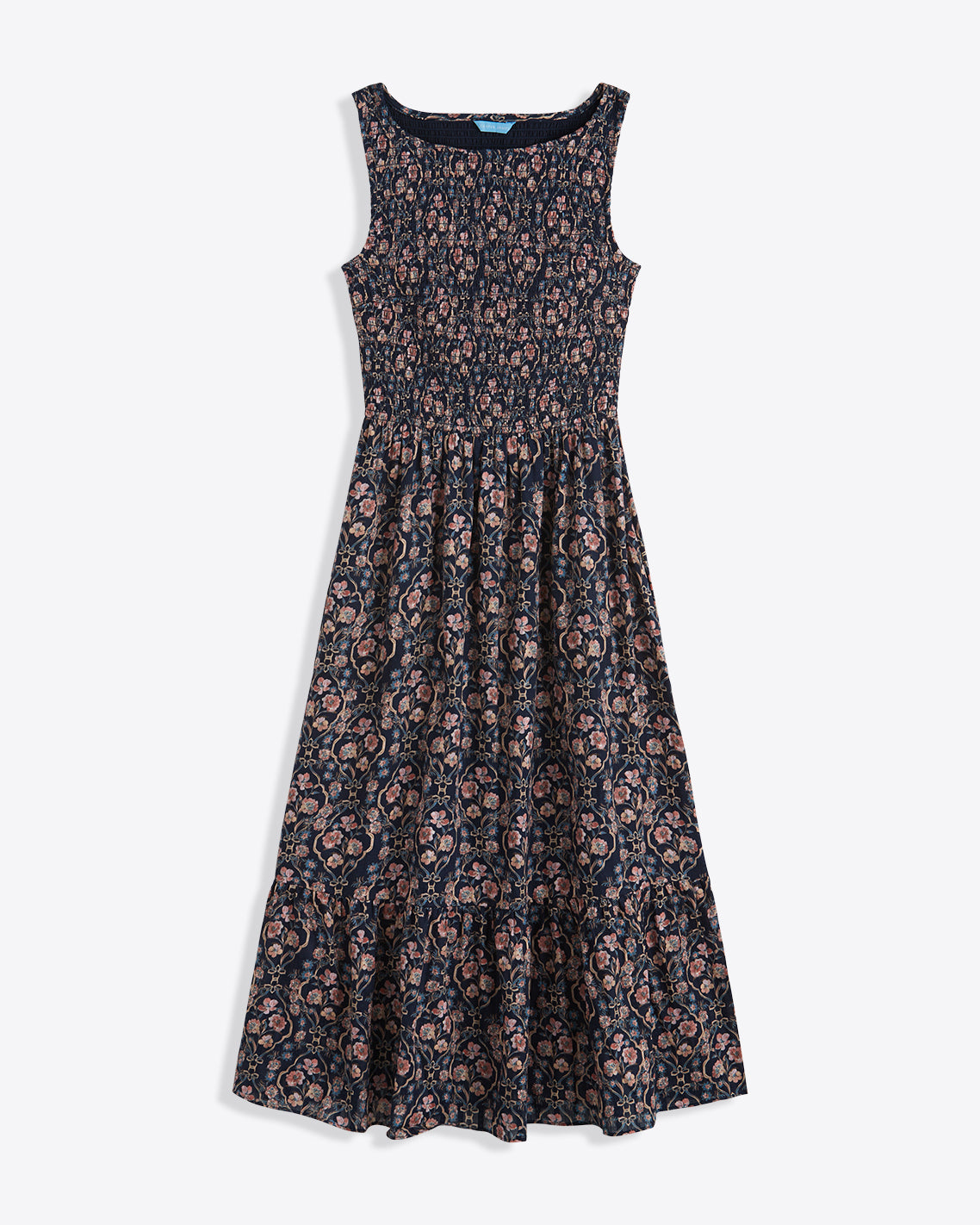 Wren Sleeveless Smocked Midi Dress in Twilight Vines