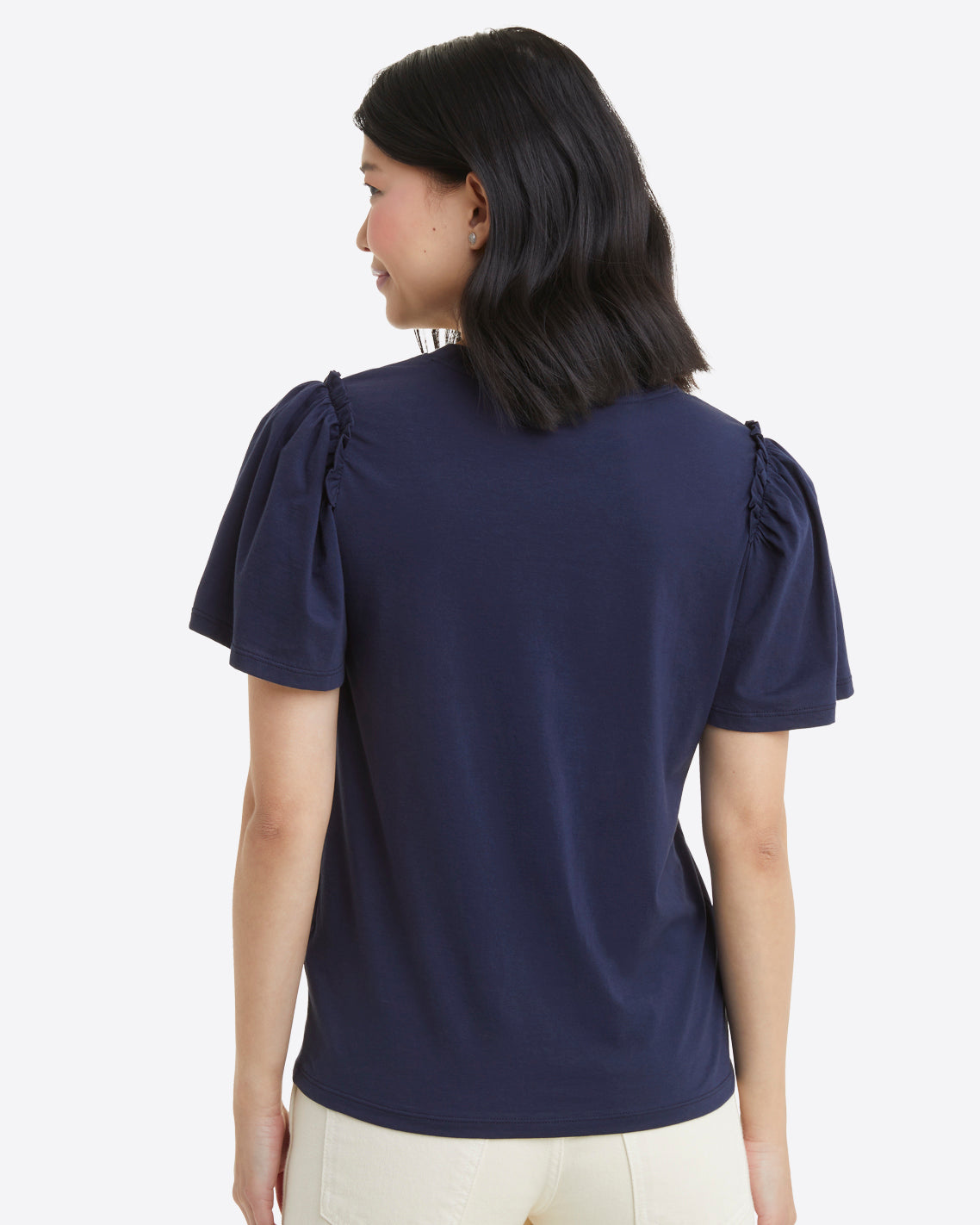 Short Sleeve Easy Knit Top in Navy