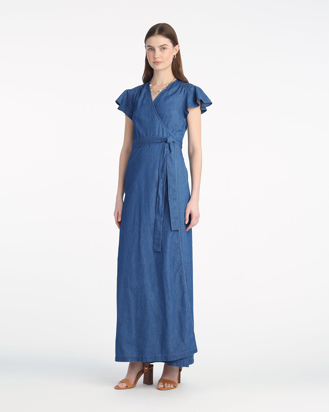 Reagan Denim Maxi Dress in Medium Wash