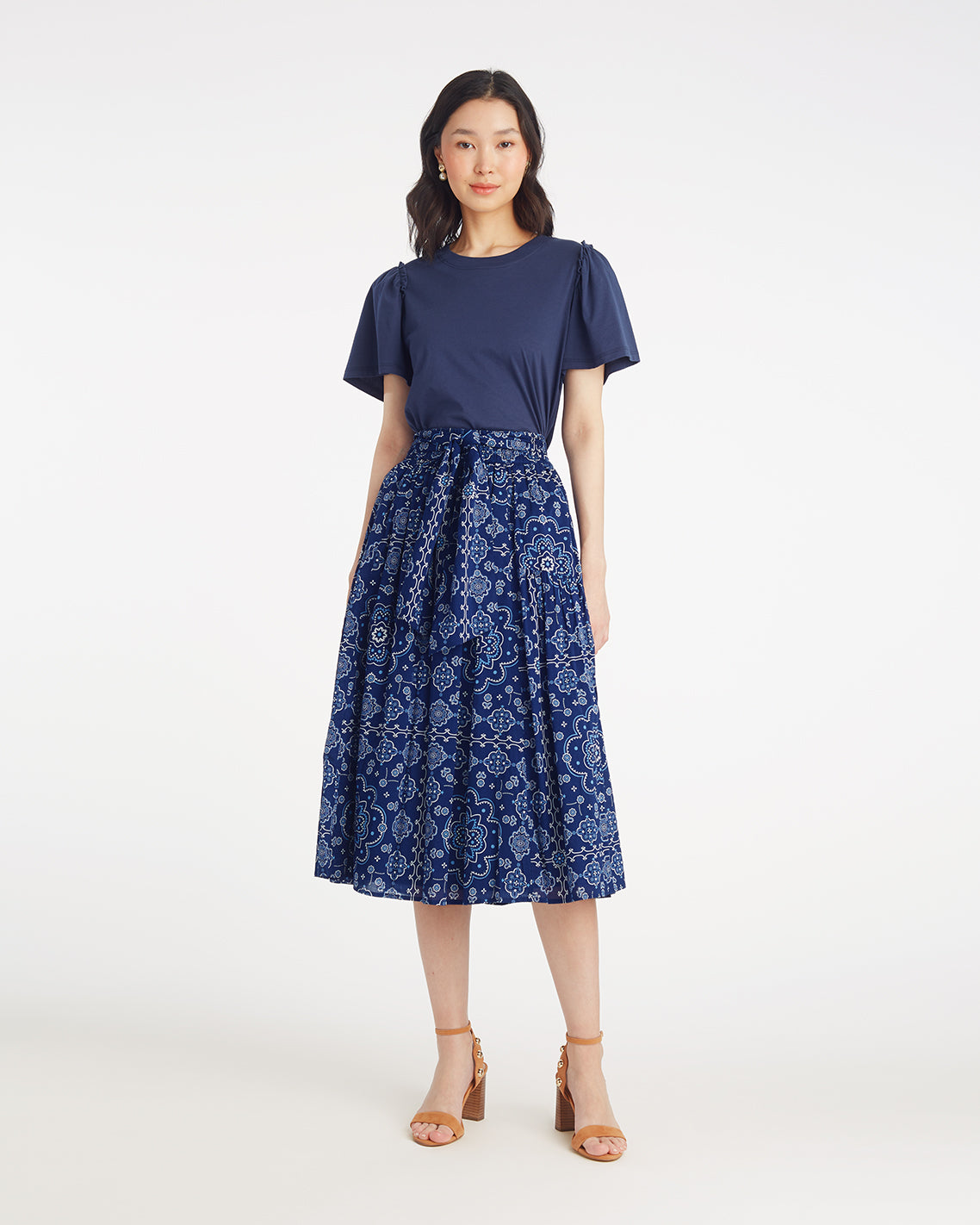 Midi Skirt in Bandana Blue