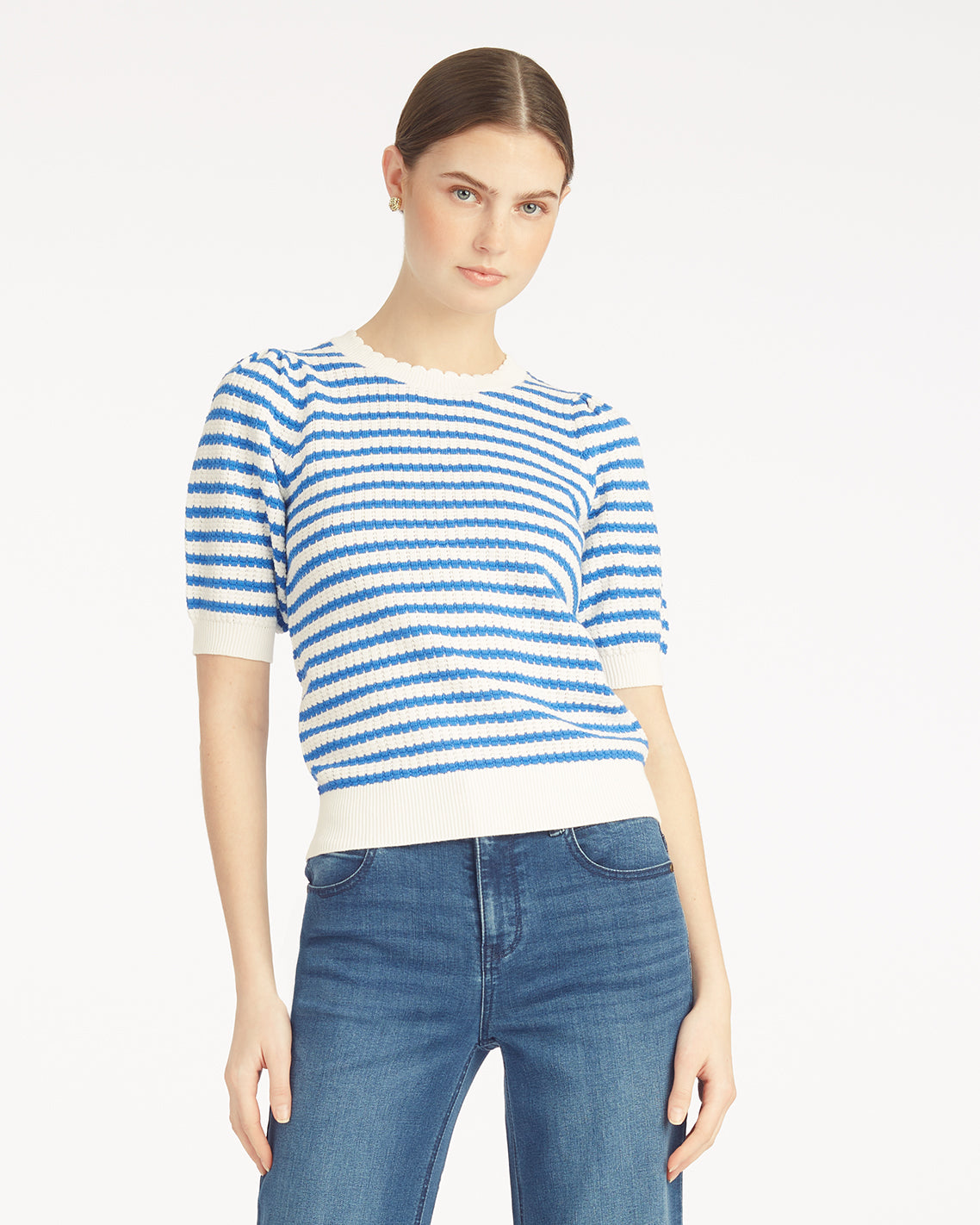 Short Sleeve Pointelle Sweater