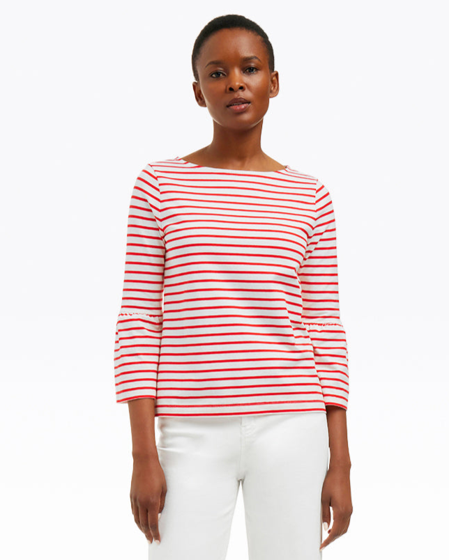Corey Bell Sleeve Top in Red Mariner Stripe