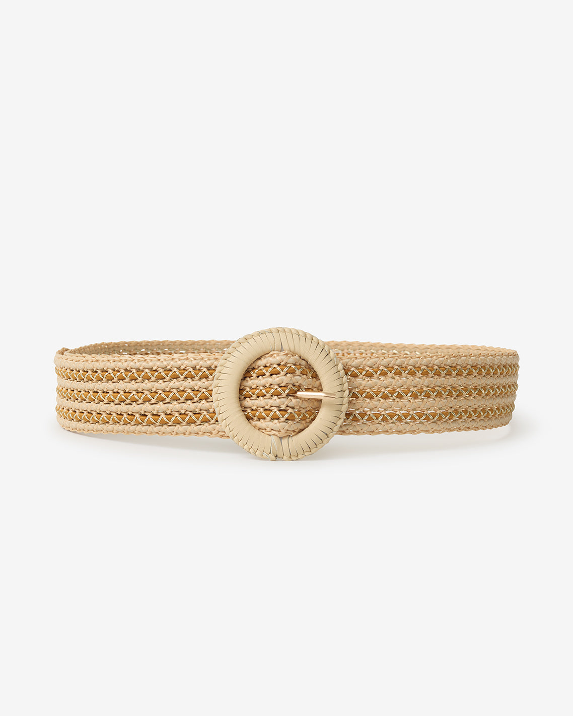 Raffia Belt With Metallic