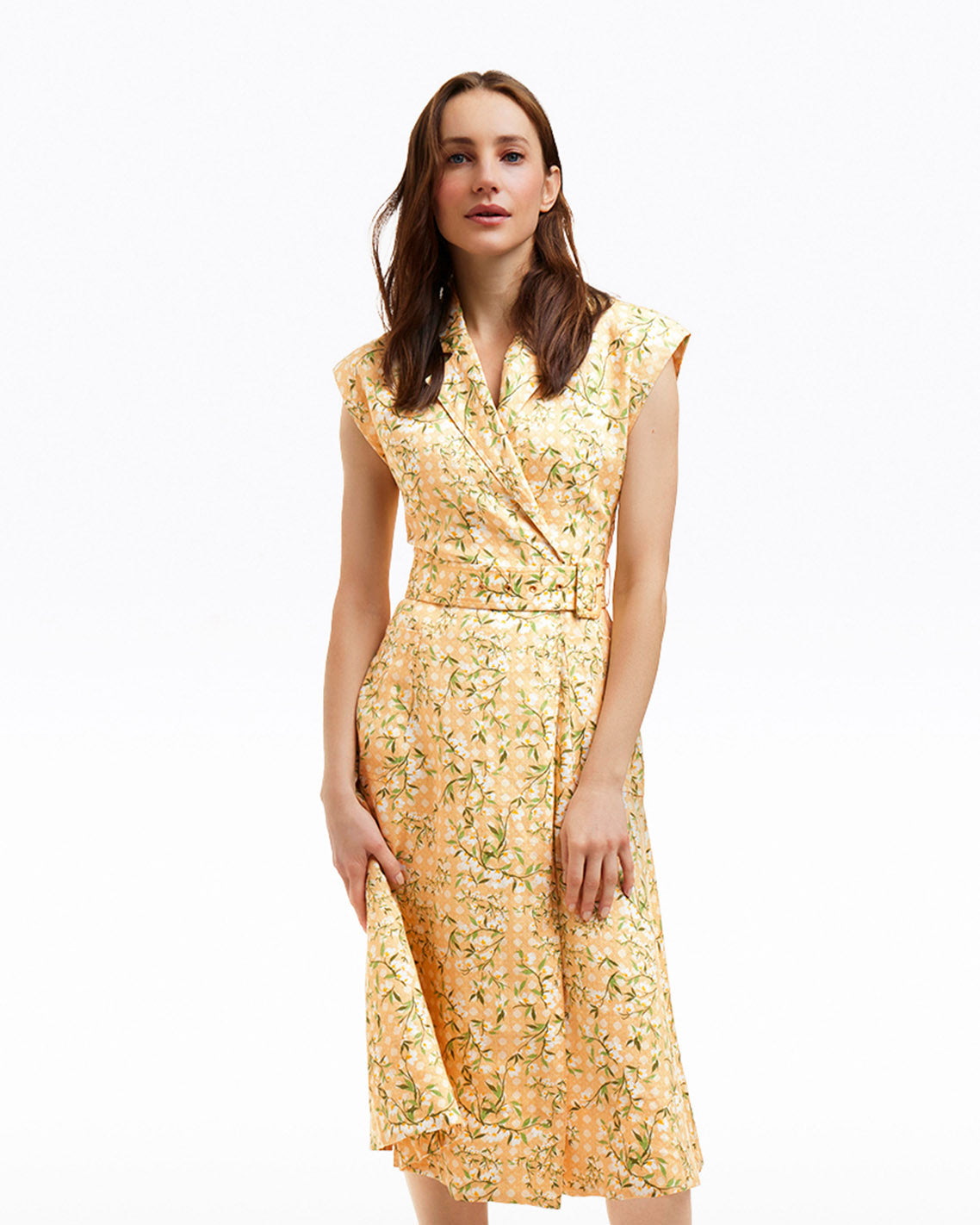 Addison Short Sleeve Midi Shirtdress in Floral Rattan