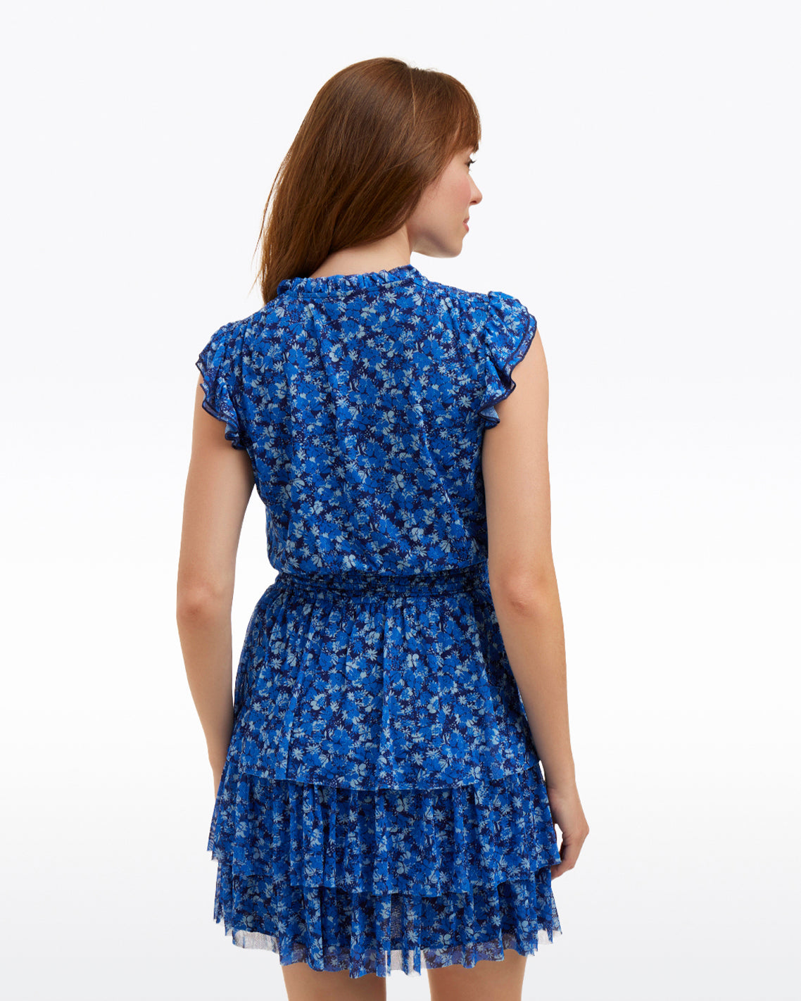 Alana Tiered Dress in Blue Scattered Ditsy