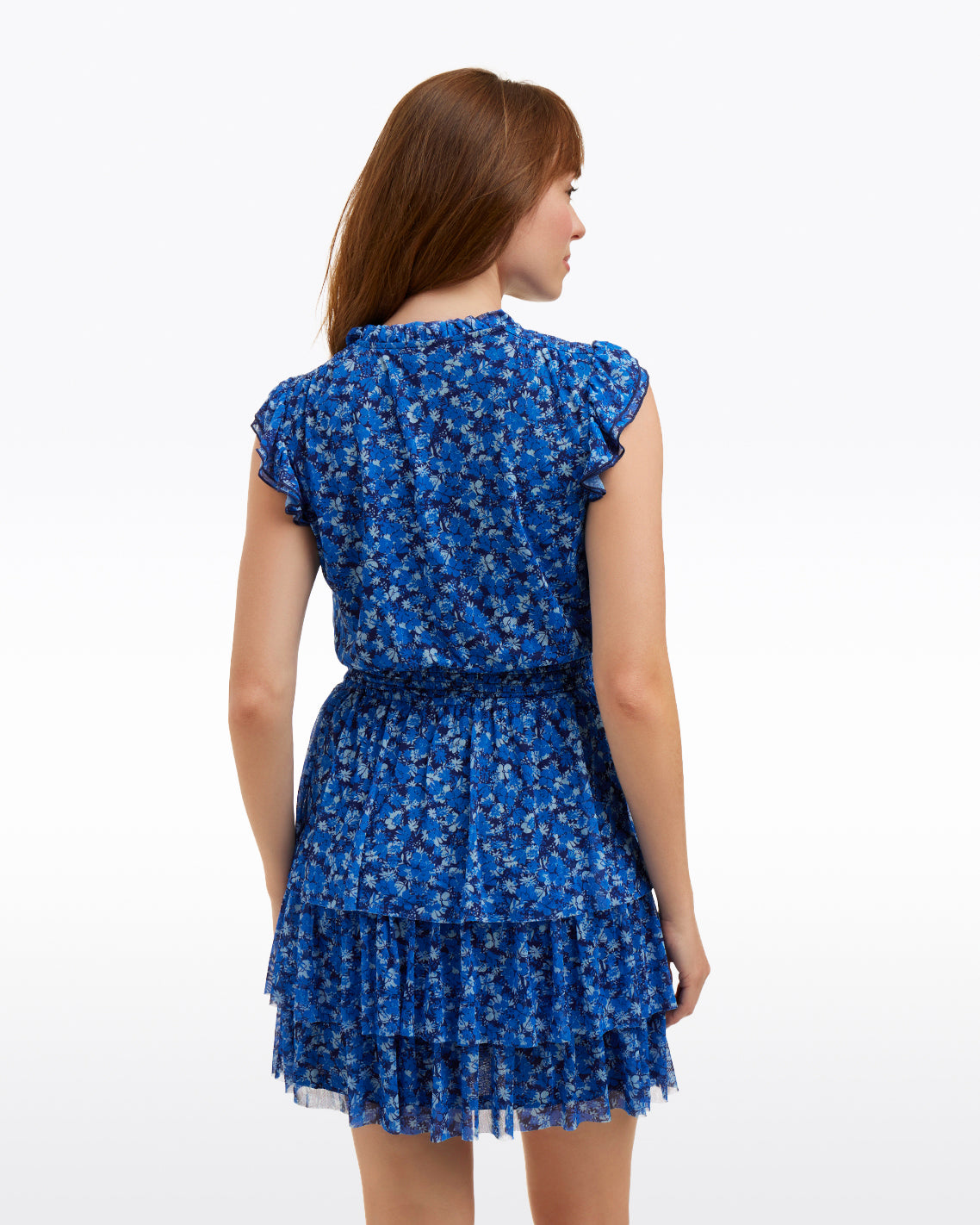 Alana Tiered Dress in Blue Scattered Ditsy