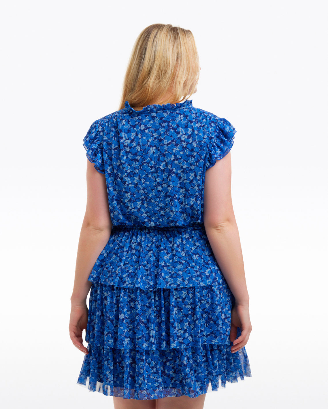 Alana Tiered Dress in Blue Scattered Ditsy